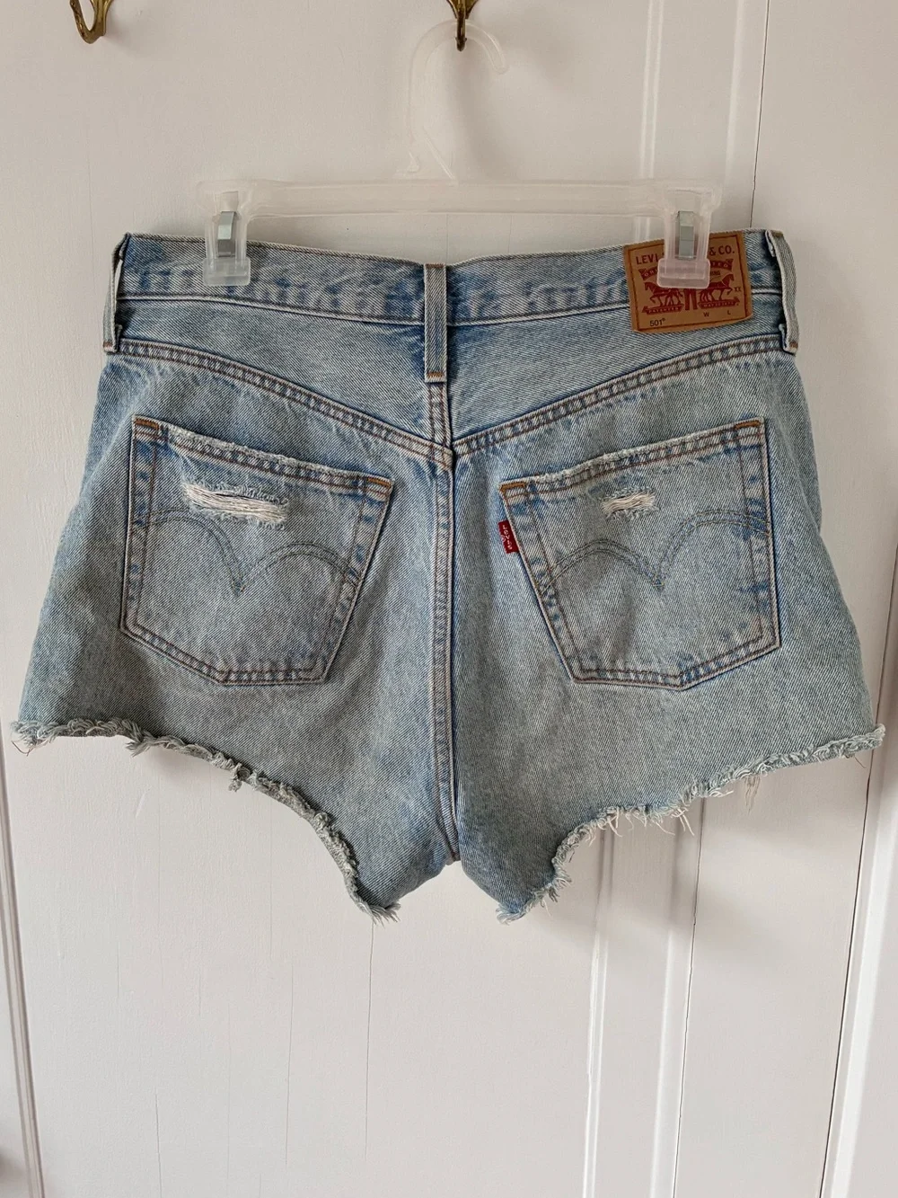 Levi's 501 Light Blue High-Rise Distressed Denim Cutoffs - size 29
